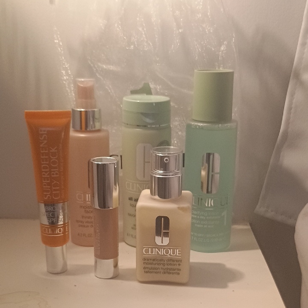 Clinique Skincare Collection with Orange and Green Accents
